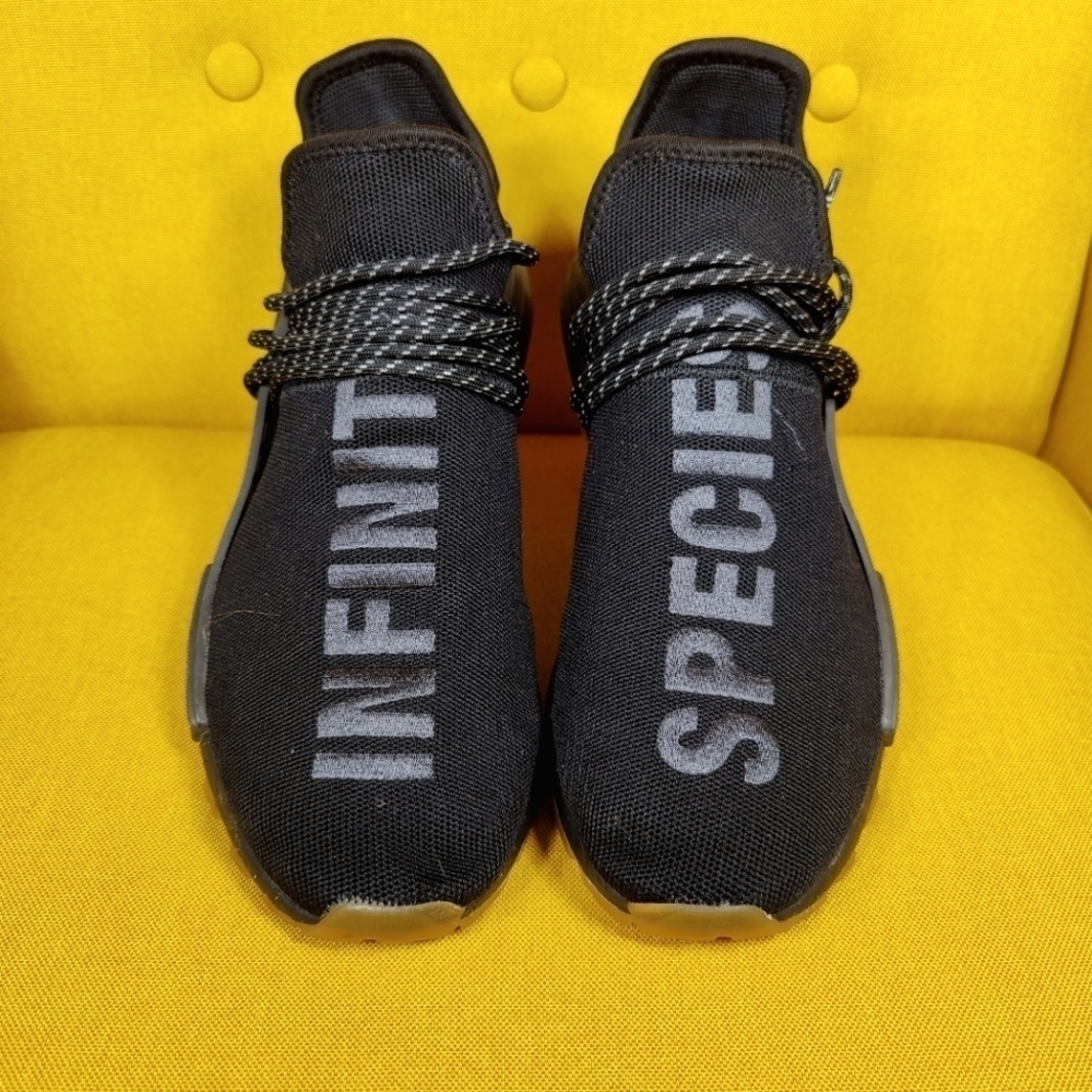 Adidas NMD Human Race Trail x Pharrell Williams Black Sneakers Mens Shoe Sz 10.5 - Picture 2 of 12